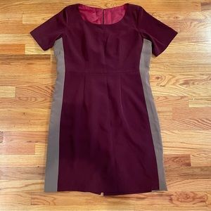Custom Made Burgundy and Gold Silk Sheath Dress
